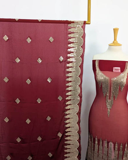 Embroidered Chiffon With Sitara Work 2Piece Unstitched