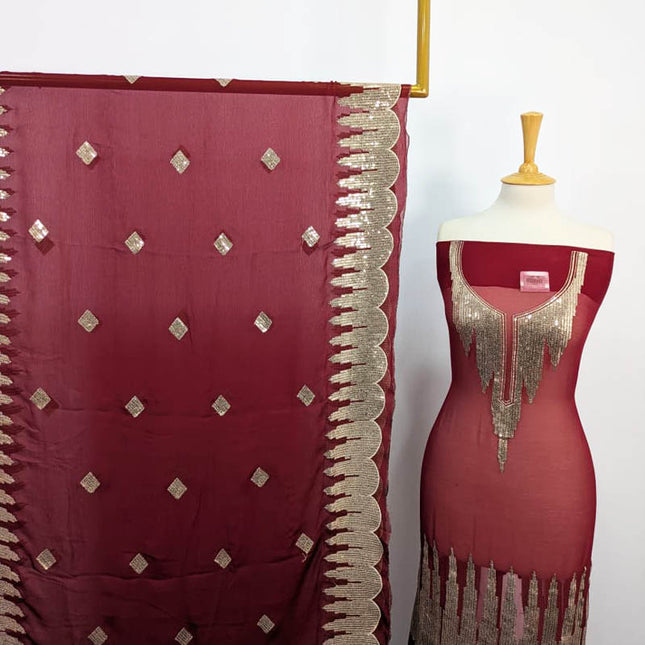 Embroidered Chiffon With Sitara Work 2Piece Unstitched