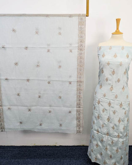 Embroidered Raw Silk With Cotton Net Dupatta 3PC