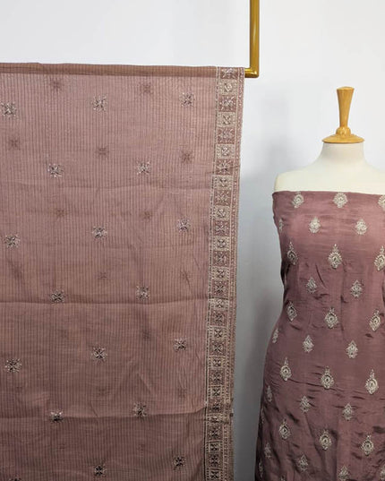 Embroidered Raw Silk With Cotton Net Dupatta 3PC