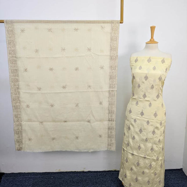 Embroidered Raw Silk With Cotton Net Dupatta 3PC
