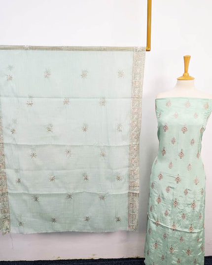 Embroidered Raw Silk With Cotton Net Dupatta 3PC
