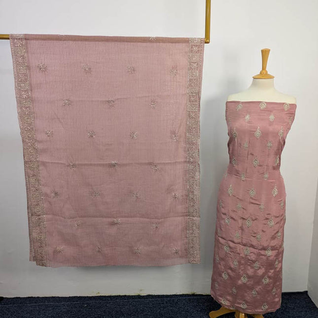Embroidered Raw Silk With Cotton Net Dupatta 3PC