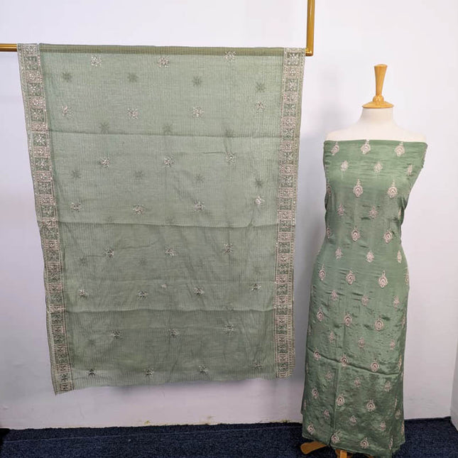 Embroidered Raw Silk With Cotton Net Dupatta 3PC