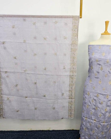 Embroidered Raw Silk With Cotton Net Dupatta 3PC