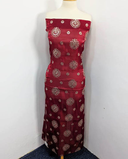 Embroidered Korean Silk With Net Dupatta