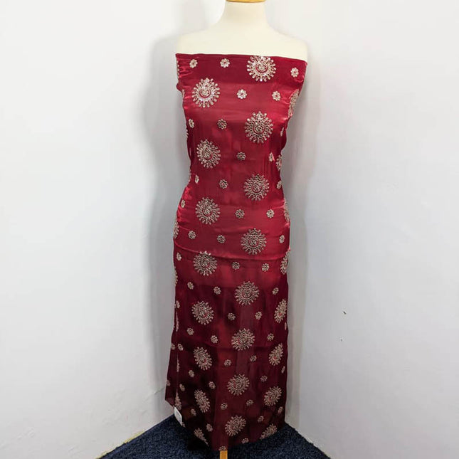 Embroidered Korean Silk With Net Dupatta