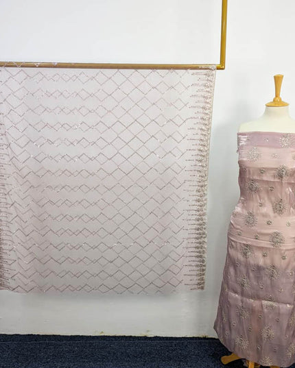 Embroidered Korean Silk With Net Dupatta