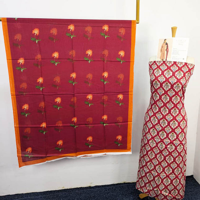 Fancy Digital Printed Lawn With Farshi Shalwar 3Pc