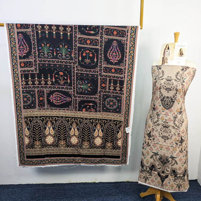 Digital Printed Linen With Bana Dora 3PC Unstitched - Reeba Brand