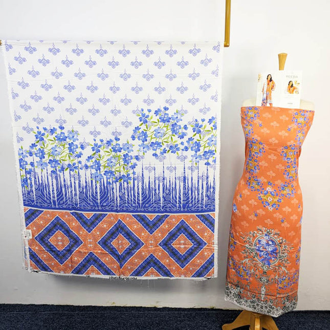 Digital Printed Linen With Bana Dora 3PC Unstitched - Reeba Brand