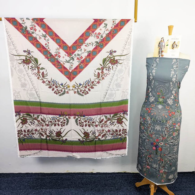Digital Printed Linen With Bana Dora 3PC Unstitched - Reeba Brand