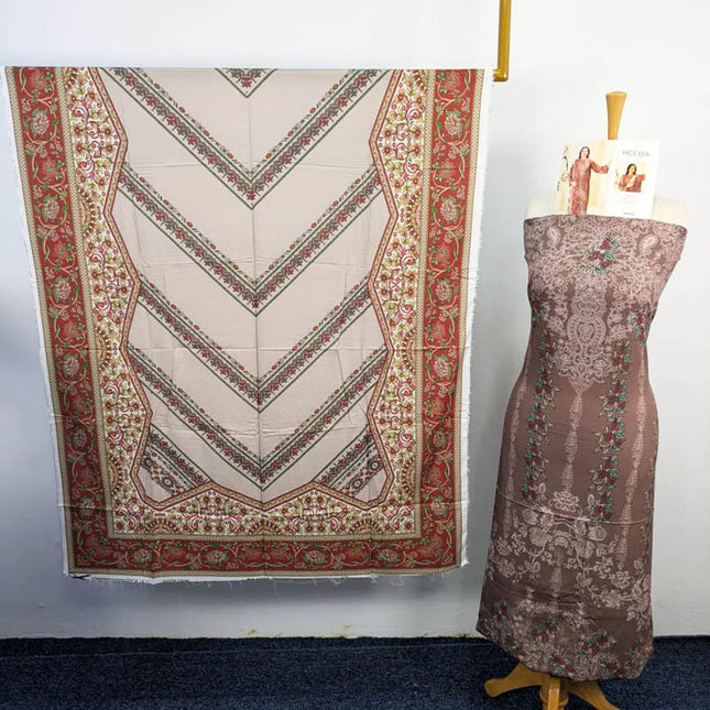 Digital Printed Linen With Bana Dora 3PC Unstitched - Reeba Brand