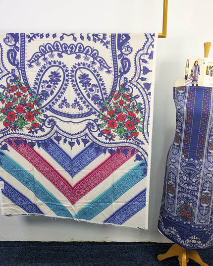 Digital Printed Linen With Bana Dora 3PC Unstitched - Reeba Brand