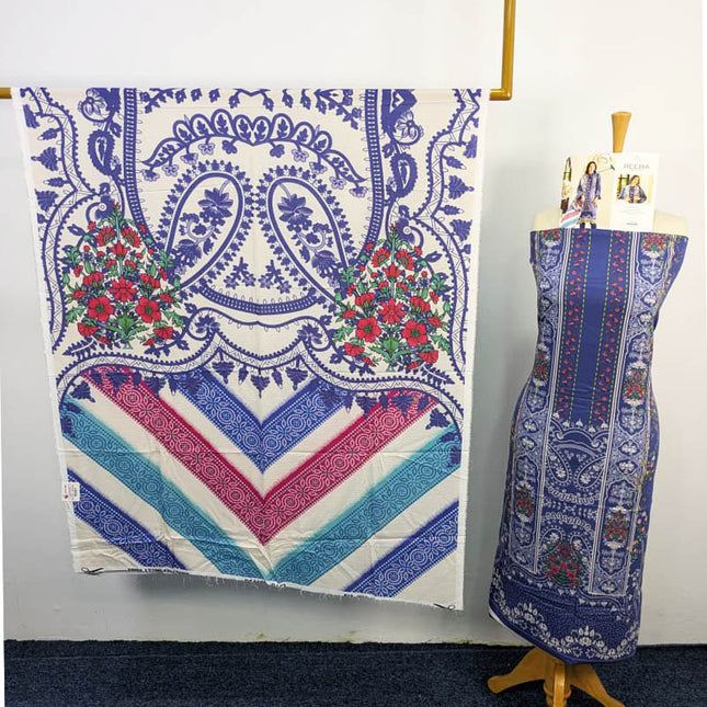 Digital Printed Linen With Bana Dora 3PC Unstitched - Reeba Brand