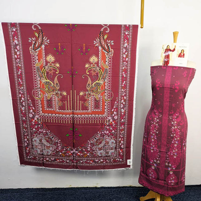 Digital Printed Linen With Bana Dora 3PC Unstitched - Reeba Brand