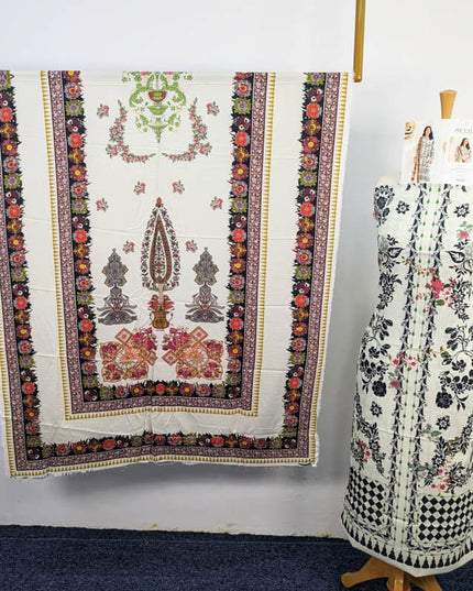 Digital Printed Linen With Bana Dora 3PC Unstitched - Reeba Brand
