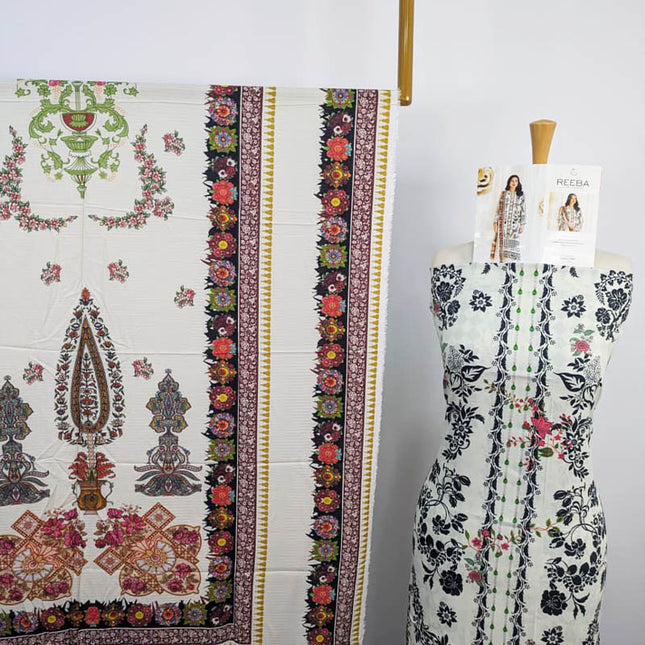 Digital Printed Linen With Bana Dora 3PC Unstitched - Reeba Brand