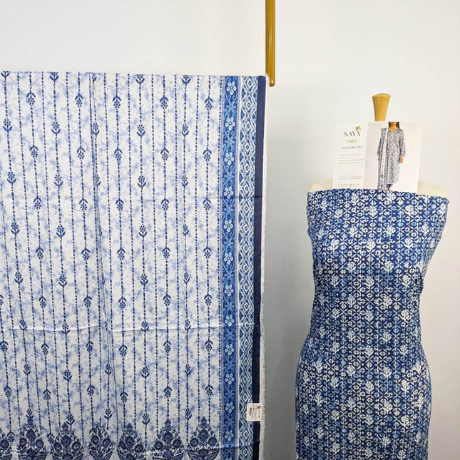Printed Premium Arabic Linen 3PC Unstitched - Saya Brand