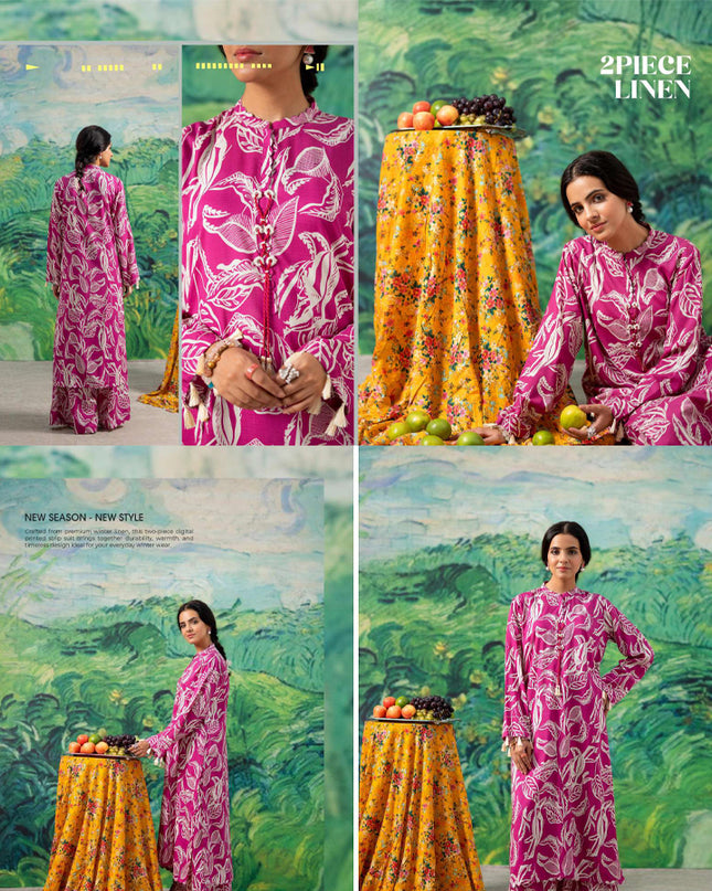 Digital Printed Stripe Linen 2PC Unstitched - Zofia Vol -1