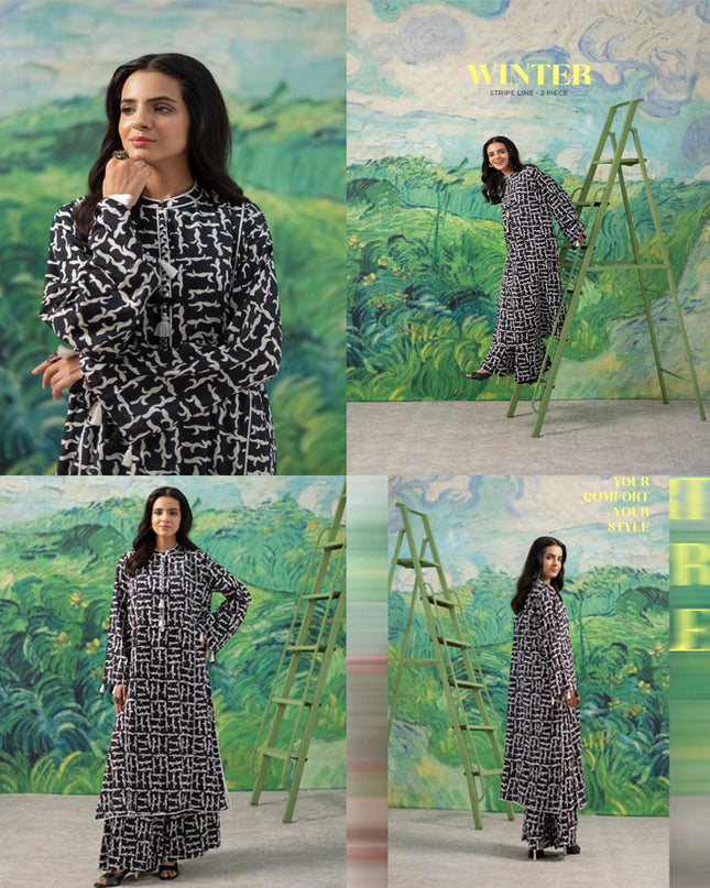 Digital Printed Stripe Linen 2PC Unstitched - Zofia Vol -1