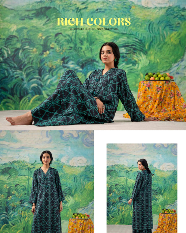 Digital Printed Stripe Linen 2PC Unstitched - Zofia Vol -1