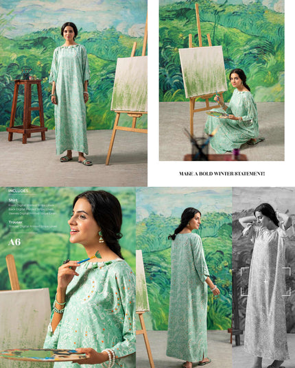 Digital Printed Stripe Linen 2PC Unstitched - Zofia Vol -1