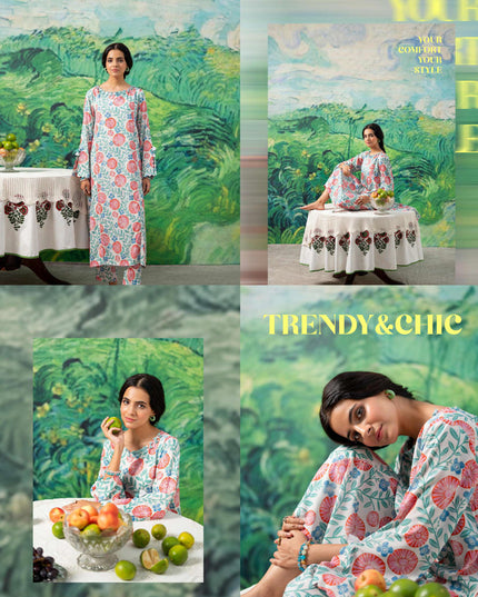 Digital Printed Stripe Linen 2PC Unstitched - Zofia Vol -1
