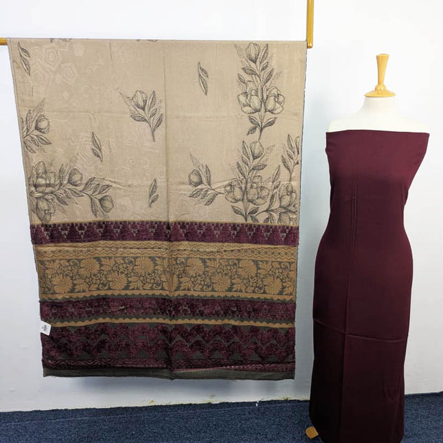 Exclusive Plain Leather Peach With Shawl Dupatta