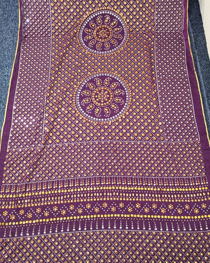 Chiffon With Block Print + Mirror Sitara Work Dupatta