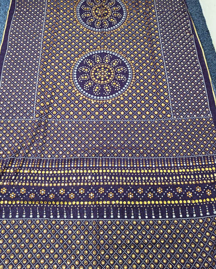 Chiffon With Block Print + Mirror Sitara Work Dupatta