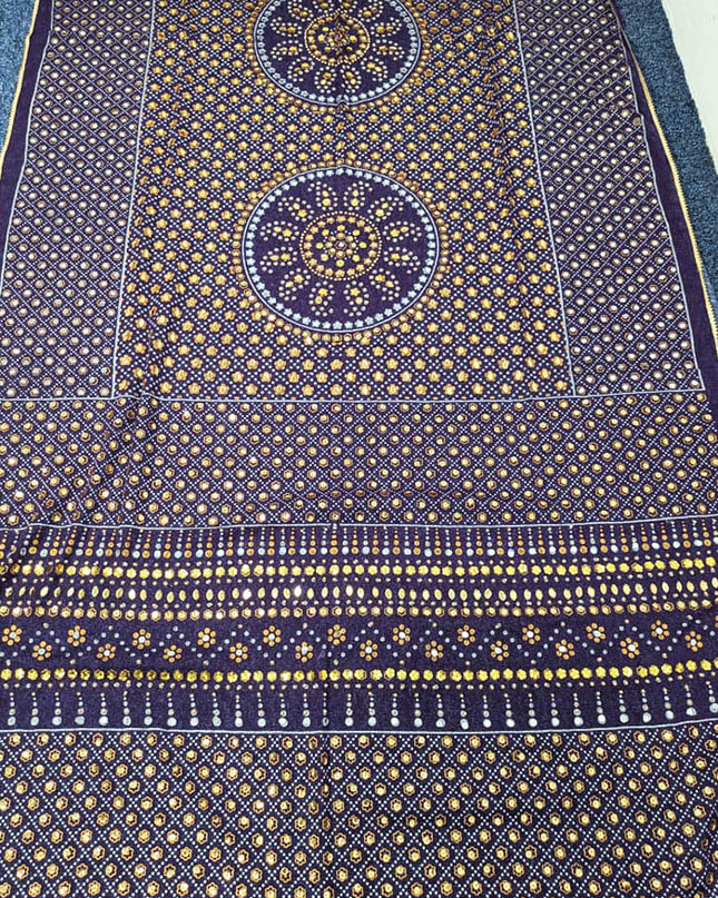 Chiffon With Block Print + Mirror Sitara Work Dupatta