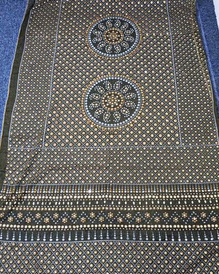 Chiffon With Block Print + Mirror Sitara Work Dupatta