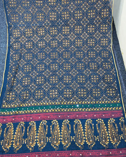 Chiffon With Block Print + Mirror Sitara Work Dupatta