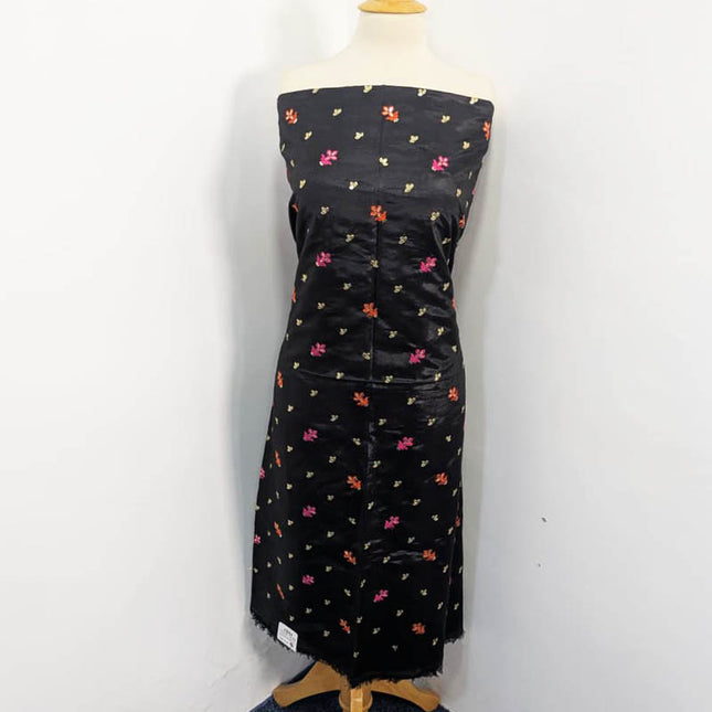 Katan Silk With Organza Print + Mirror Work Dupatta 3PC Unstitched