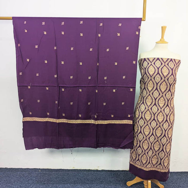 Pure Pashmina With Kashmiri Tanka Work 3PC Unstitched