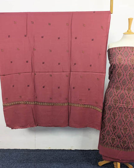 Pure Pashmina With Kashmiri Tanka Work 3PC Unstitched