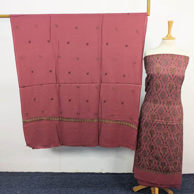 Pure Pashmina With Kashmiri Tanka Work 3PC Unstitched