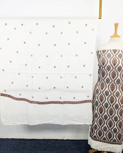 Pure Pashmina With Kashmiri Tanka Work 3PC Unstitched