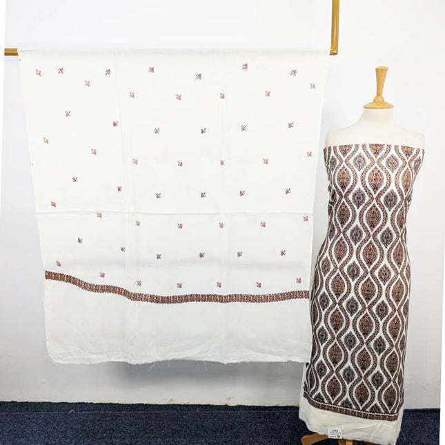 Pure Pashmina With Kashmiri Tanka Work 3PC Unstitched