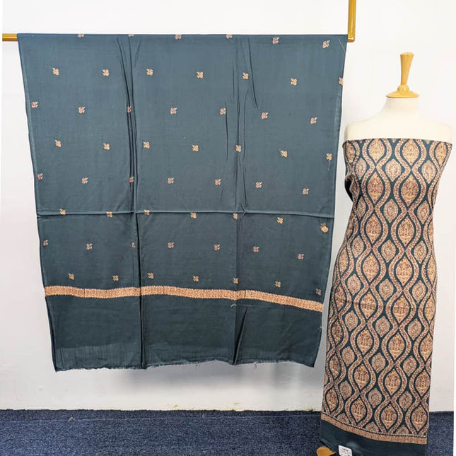 Pure Pashmina With Kashmiri Tanka Work 3PC Unstitched