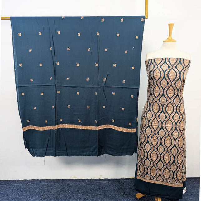 Pure Pashmina With Kashmiri Tanka Work 3PC Unstitched