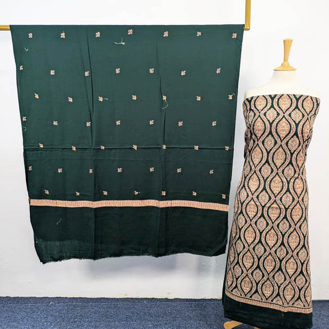 Pure Pashmina With Kashmiri Tanka Work 3PC Unstitched