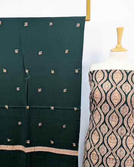 Pure Pashmina With Kashmiri Tanka Work 3PC Unstitched