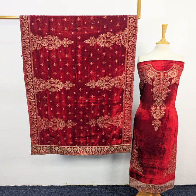 Fancy Embroidered Velvet 3PC Unstitched