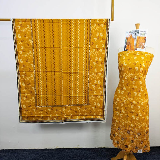Printed Khaddar With Embroidered And Chikankari Work 3PC- Bin Umer