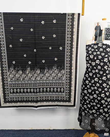 Printed Khaddar With Embroidered And Chikankari Work 3PC- Bin Umer