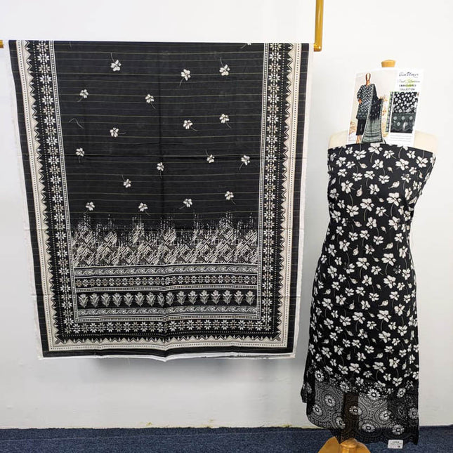 Printed Khaddar With Embroidered And Chikankari Work 3PC- Bin Umer