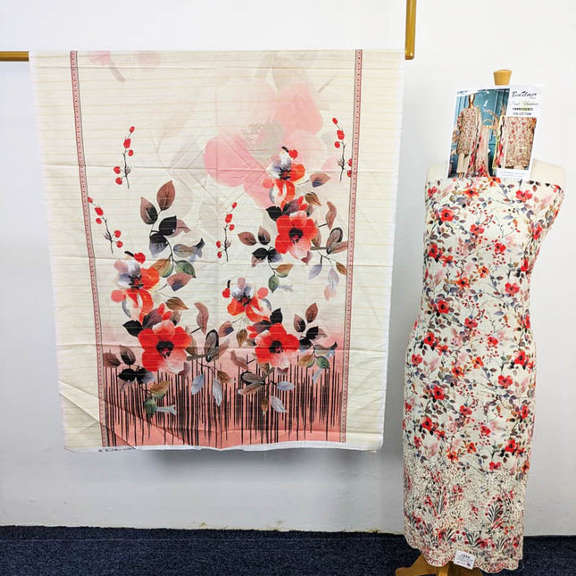Printed Khaddar With Embroidered And Chikankari Work 3PC- Bin Umer