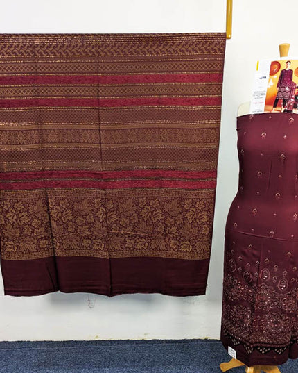 Heavy Embroidered Bana Dora Dhanak With Wool Shawl 3PC  Hadiya Vol-1846